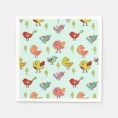 Cute Whimsical Hand Drawn Birds Pattern Servet (Voorkant)