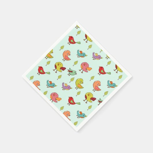 Cute Whimsical Hand Drawn Birds Pattern Servet (Hoek)