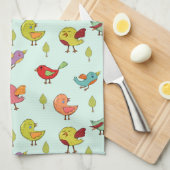 Cute Whimsical Hand Drawn Birds Pattern Theedoek (Quarter Fold)