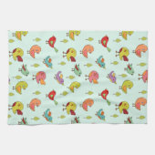 Cute Whimsical Hand Drawn Birds Pattern Theedoek (Horizontaal)