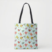Cute Whimsical Hand Drawn Birds Pattern Tote Bag (Voorkant)
