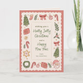Cute Whimsical Hand-Drawn Christmas Icons Feestdagen Kaart (Voorkant)