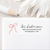 Cute Whimsical Hand Drawn Red Ribbon Bow  Etiket (Insitu)