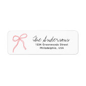 Cute Whimsical Hand Drawn Red Ribbon Bow  Etiket (Voorkant)