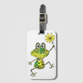 Cute Whimsical Happy Frog Bagagelabel (Voorkant (verticaal))