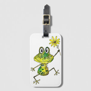 Cute Whimsical Happy Frog Bagagelabel