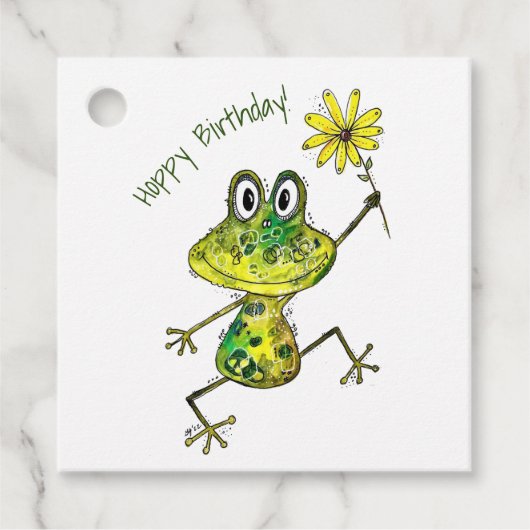 Cute Whimsical Happy Frog Bedankjes Labels (Voorkant)