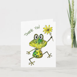 Cute Whimsical Happy Frog Bedankkaart
