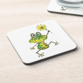 Cute Whimsical Happy Frog Bier Onderzetter (Linkerzijde)