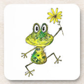 Cute Whimsical Happy Frog Bier Onderzetter (Voorkant)