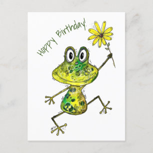 Cute Whimsical Happy Frog Briefkaart