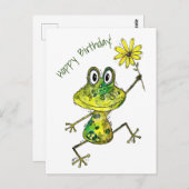 Cute Whimsical Happy Frog Briefkaart (Voorkant / Achterkant)