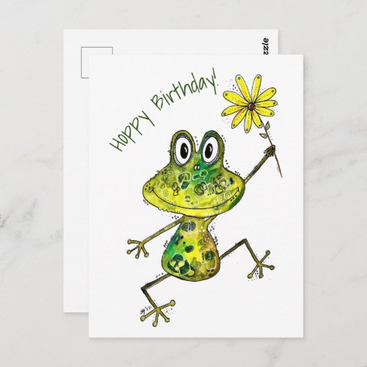 Cute Whimsical Happy Frog Briefkaart (Voorkant / Achterkant)