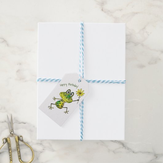 Cute Whimsical Happy Frog Cadeaulabel (Met Touw)