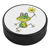 Cute Whimsical Happy Frog Hockey Puck (3/4)