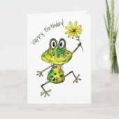 Cute Whimsical Happy Frog Kaart (Voorkant)