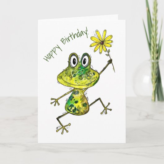 Cute Whimsical Happy Frog Kaart (Voorkant)