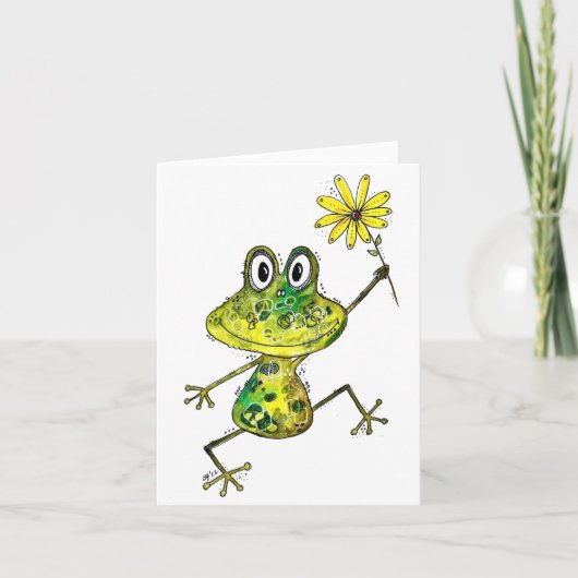 Cute Whimsical Happy Frog Kaart (Voorkant)