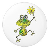 Cute Whimsical Happy Frog Keramische Knop (Voorkant)