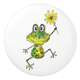 Cute Whimsical Happy Frog Keramische Knop