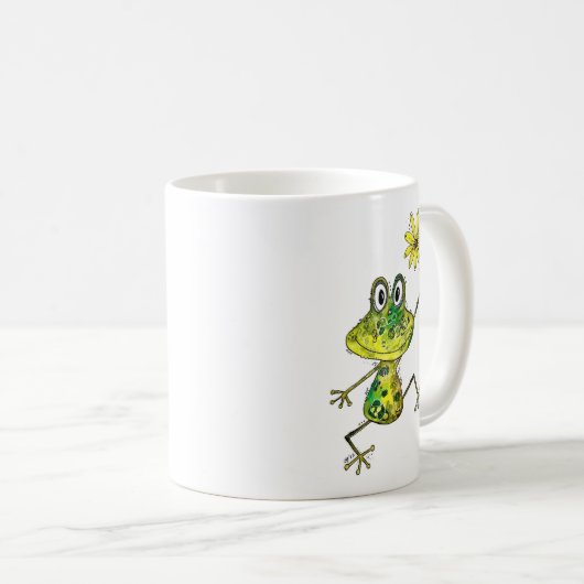 Cute Whimsical Happy Frog Koffiemok (Voorkant rechts)