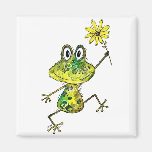 Cute Whimsical Happy Frog Magneet (Voorkant)