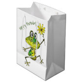 Cute Whimsical Happy Frog Medium Cadeauzakje (Voorkant Gekanteld)