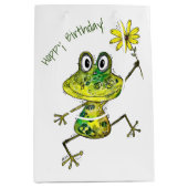 Cute Whimsical Happy Frog Medium Cadeauzakje (Voorkant)