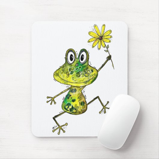 Cute Whimsical Happy Frog Muismat (Met muis)
