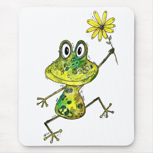 Cute Whimsical Happy Frog Muismat (Voorkant)