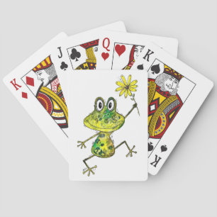 Cute Whimsical Happy Frog Pokerkaarten