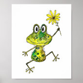 Cute Whimsical Happy Frog Poster (Voorkant)