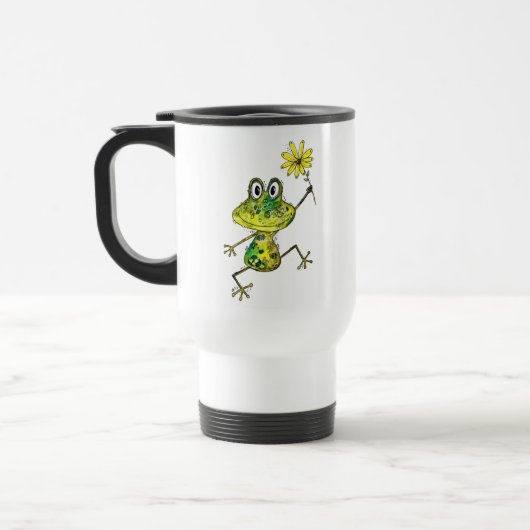 Cute Whimsical Happy Frog Reisbeker (Links)
