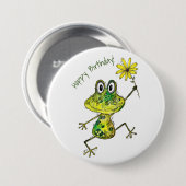 Cute Whimsical Happy Frog Ronde Button 7,6 Cm (Voorkant /achterkant)