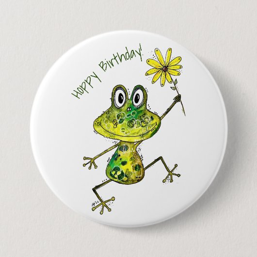 Cute Whimsical Happy Frog Ronde Button 7,6 Cm (Voorkant)