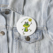 Cute Whimsical Happy Frog Ronde Button 7,6 Cm (In situ)