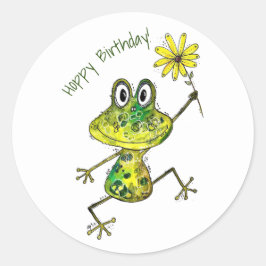 Cute Whimsical Happy Frog Ronde Sticker