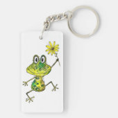 Cute Whimsical Happy Frog Sleutelhanger (achterkant)
