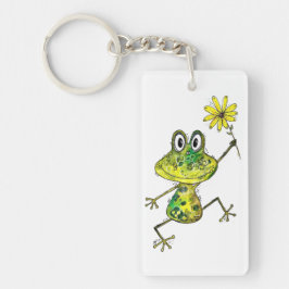 Cute Whimsical Happy Frog Sleutelhanger