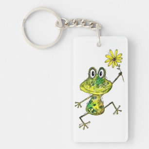 Cute Whimsical Happy Frog Sleutelhanger