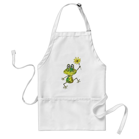 Cute Whimsical Happy Frog Standaard Schort (Voorkant)