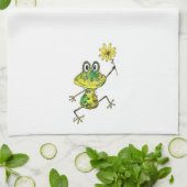 Cute Whimsical Happy Frog Theedoek (Gevouwen)