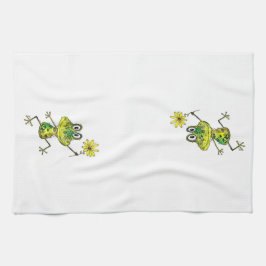 Cute Whimsical Happy Frog Theedoek