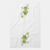 Cute Whimsical Happy Frog Theedoek (Verticaal)