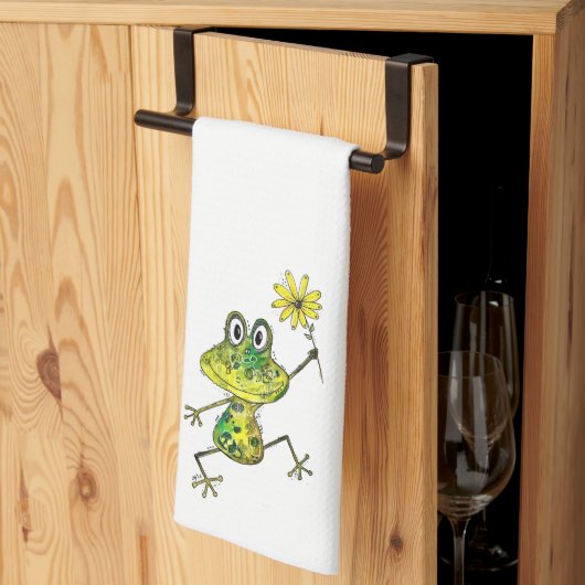 Cute Whimsical Happy Frog Theedoek (Derde Gevouwen)