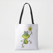 Cute Whimsical Happy Frog Tote Bag (Voorkant)