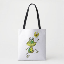 Cute Whimsical Happy Frog Tote Bag