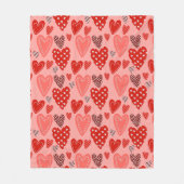 Cute Whimsical Hearts  Fleece Deken (Voorkant)
