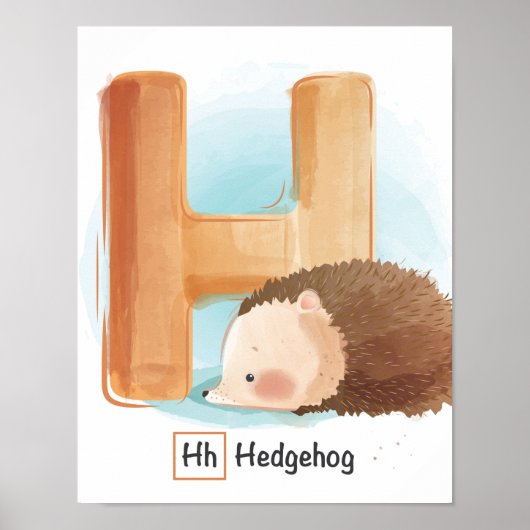  Cute Whimsical Hedégel Alphabet Poster (Voorkant)