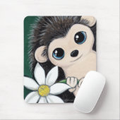 Cute Whimsical Hedegel die een ventilatormousepad  Muismat (Met muis)